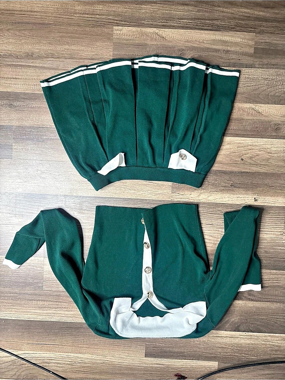 Green & White Striped two-Piece